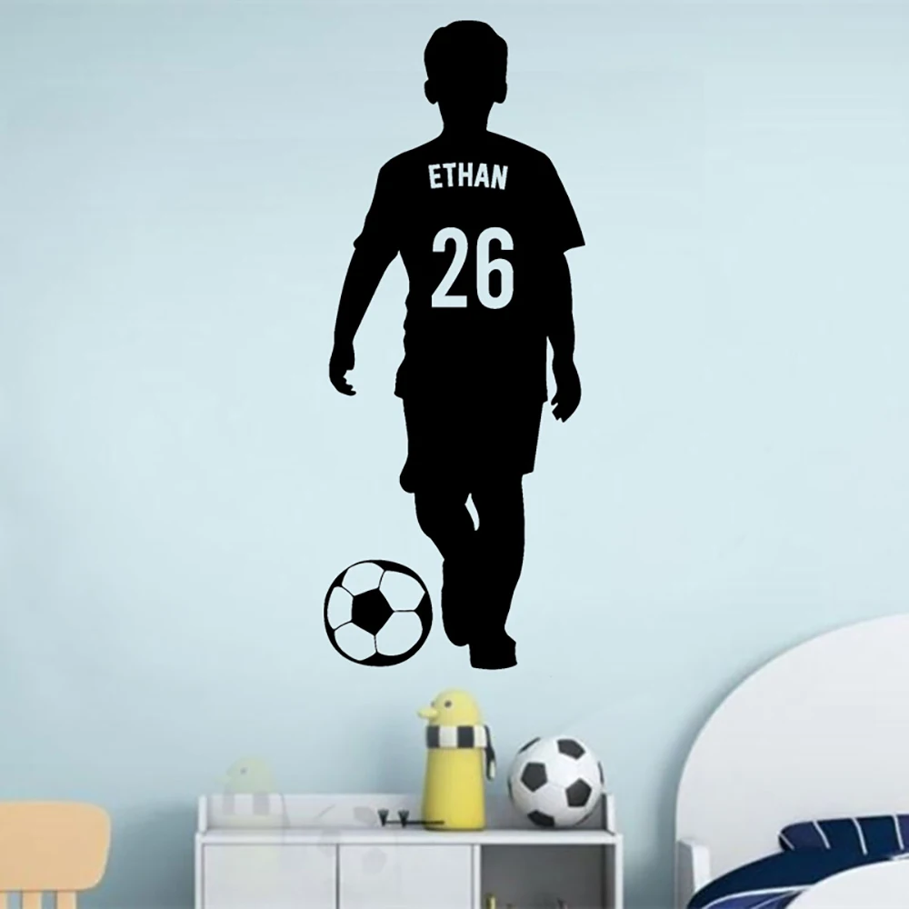 

Athlete Wallpaper Boys Room Sports Football Custom Name and Number Football Vinyl Decal Personalized Mural DZ-106