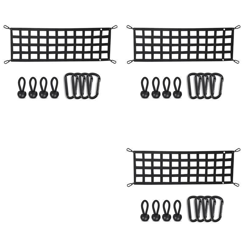 L10A 3X Car Trunk Organizer Net Protection Pickup Truck Bed Cargo Mesh Tailgate Net Cargo Storage Netting Divider Accessories