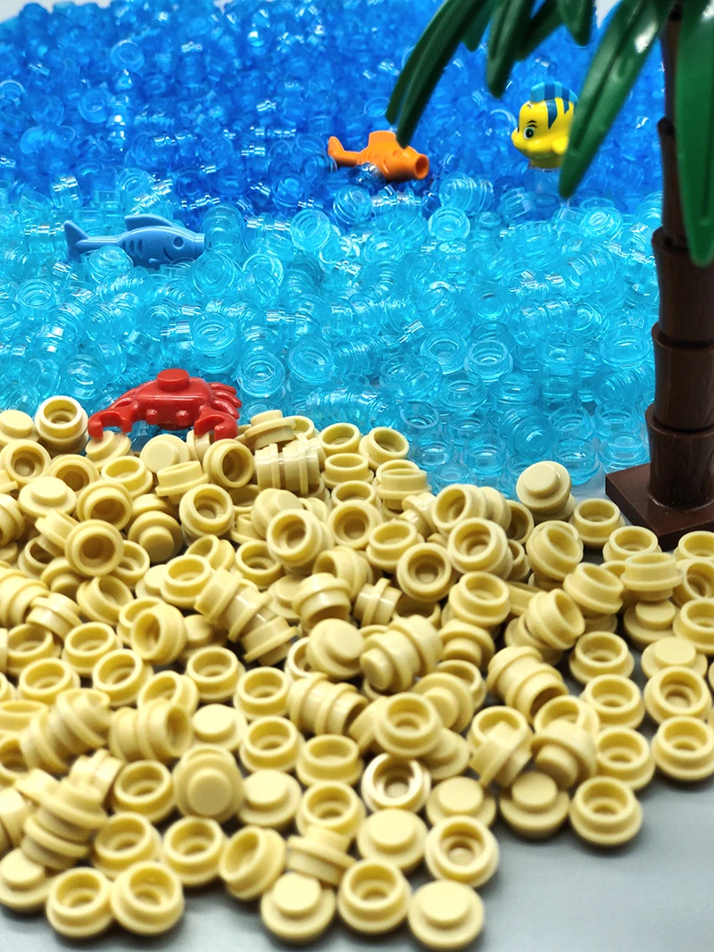 Kompatibel mit LEGO MOC Kleine Ziegel 6141 Platte 1x1 Runde transparente Bausteine Ozean Meereslandschaft Meerwasser Teile DIY Spielzeug – Detail 3