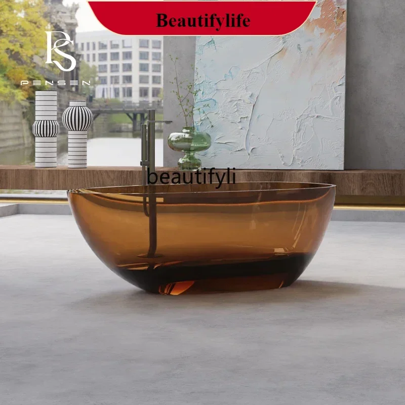 

FF5 Crystal bathtub Transparent color resin Thin edge goose egg integrated bathtub Freestanding bathtub