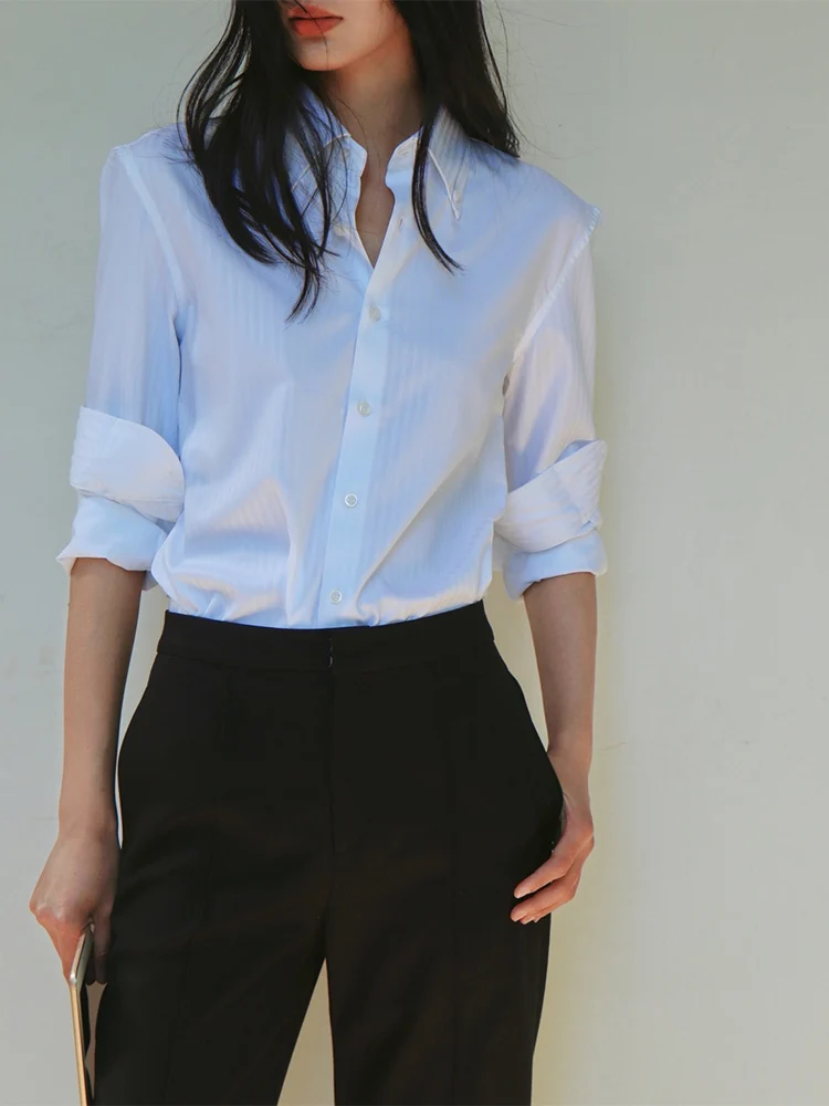 AYU2025 Женские хлопковые брюки и широкие брюки, комплект из двух предметов, повседневный комплект Four Seasons, длинный воротник све на пуговицах