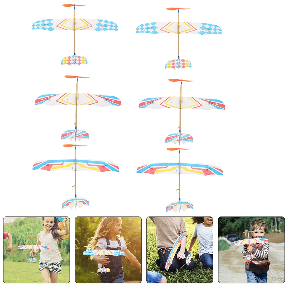 

8 Pcs Rubber Band Plane Airplane Kids Toys Aircraft Model Glider Wooden Paper Flying Powered DIY Planes Models