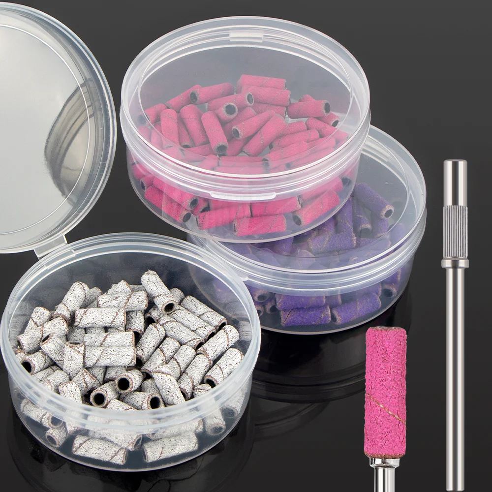 50Pcs 3,1 MM Mini Nagel Schleif Bands Mit Welle 3/32 "Nagel Bohrer Bits SandBands UV Gel acryl Polish Remover Nagel Werkzeug Set