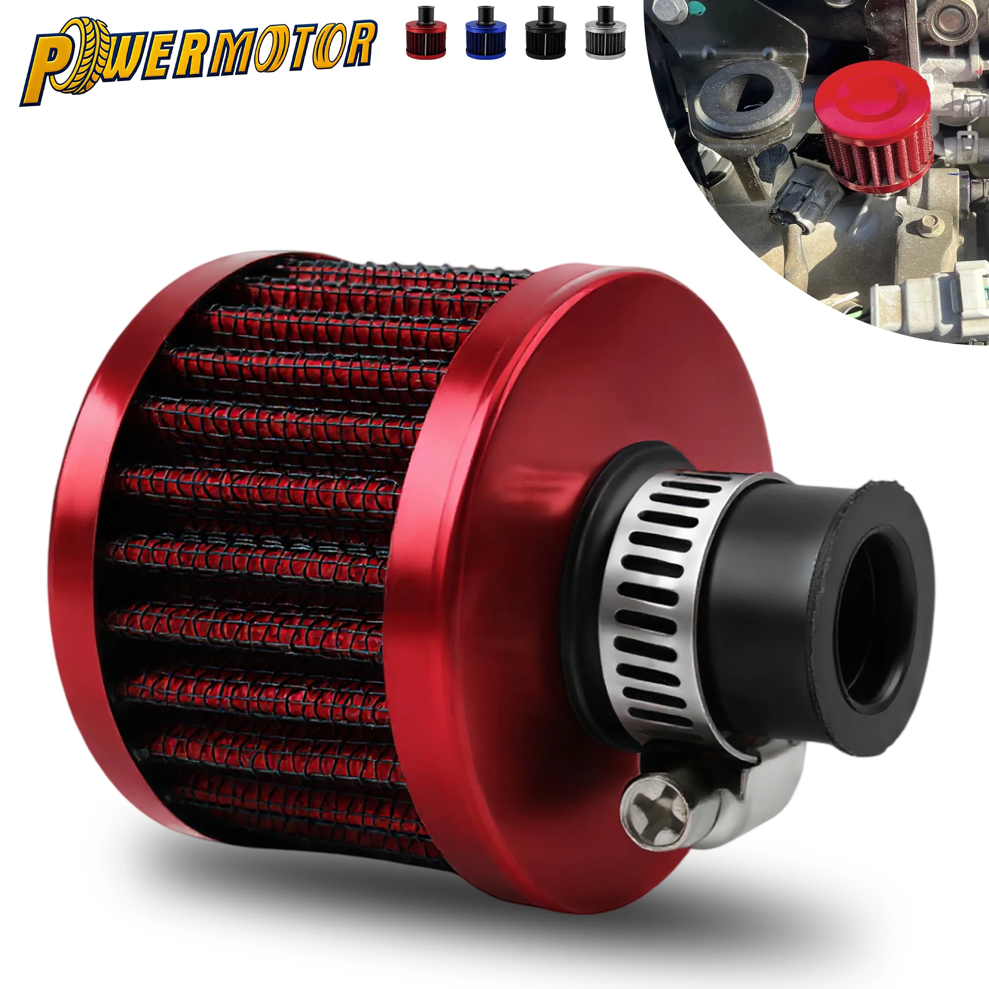 

Universal 12mm Motorcycle Air Filter Crankcase Vent Filter High Flow Cold Air Intake Filter Systems Kit Mini Breather Filters