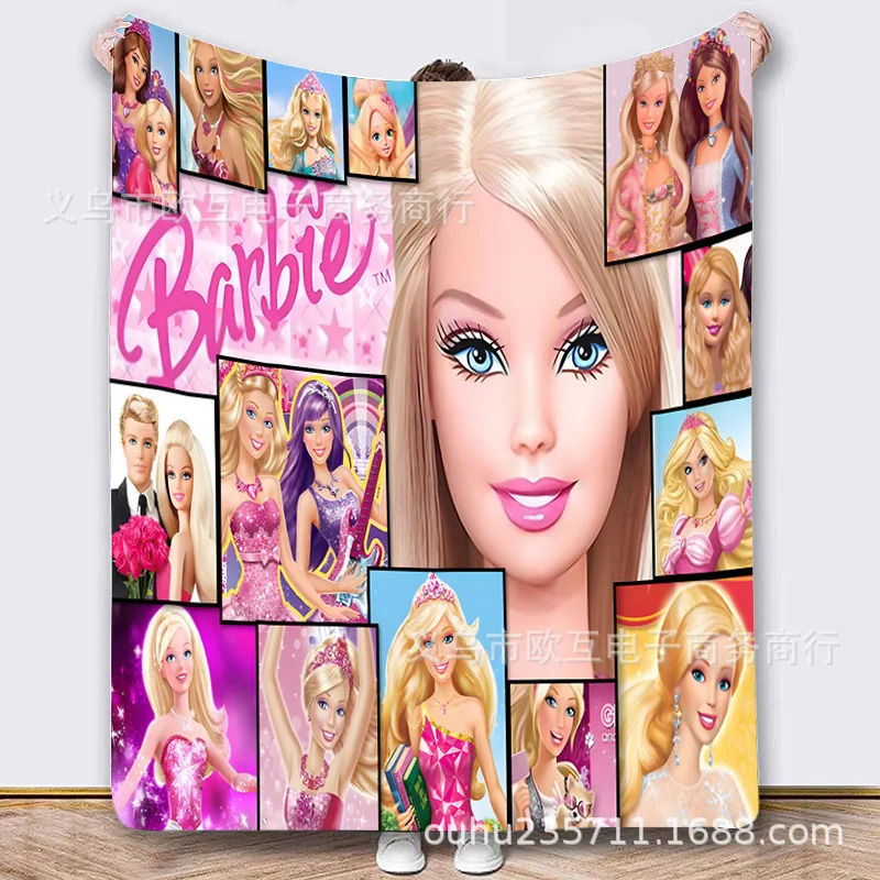 

MINISO Barbie Movie Peripheral Two-dimensional Flannel Blanket Printed Air-conditioning Quilt Blanket Is Soft and Comfortable