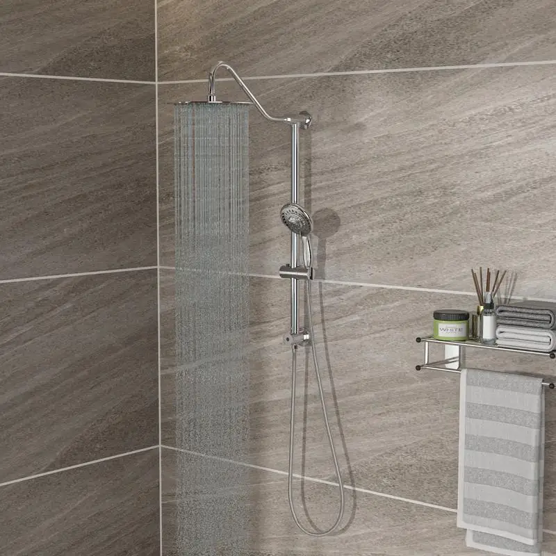 

10" Dual Shower Set - Round Overhead & Handheld Heads, Chrome Finish