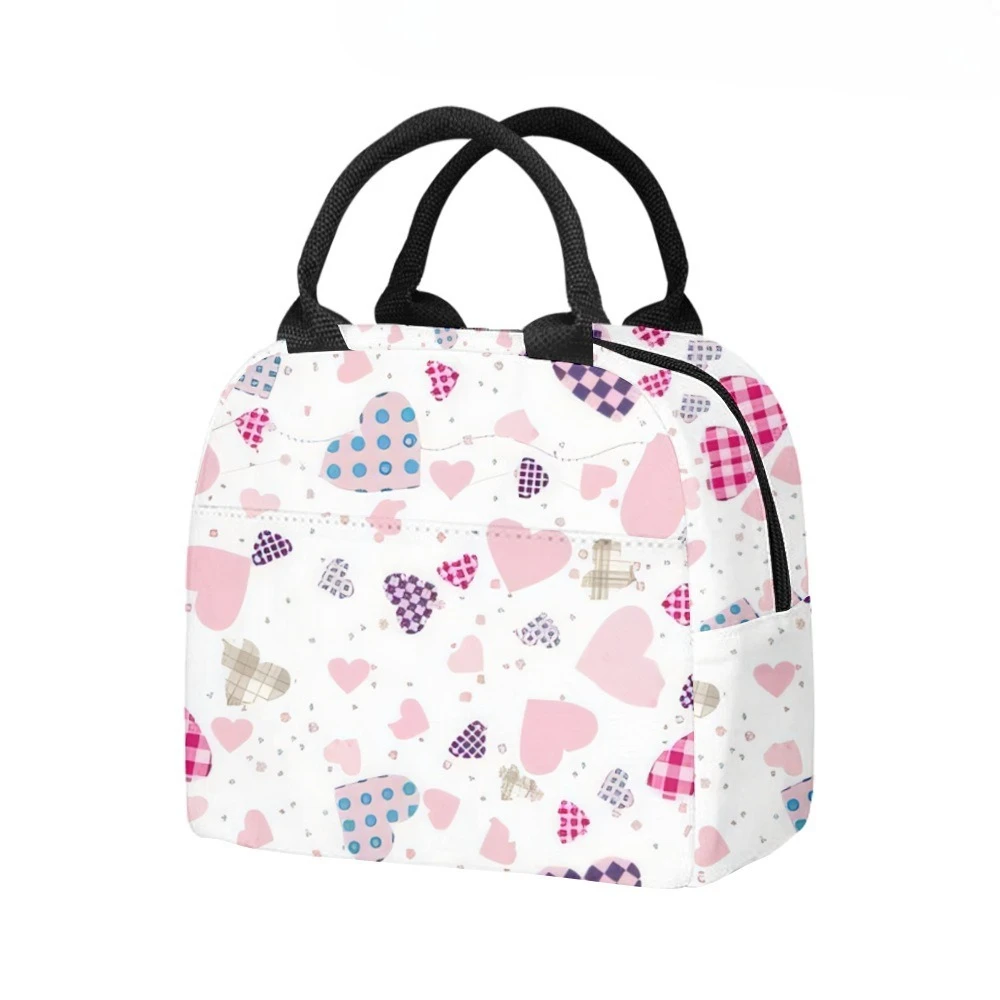 Amor vermelho cores corações isolado almoço saco bolso lateral à prova dwaterproof água reutilizável escritório fácil limpo design para trabalho escola piqueniques