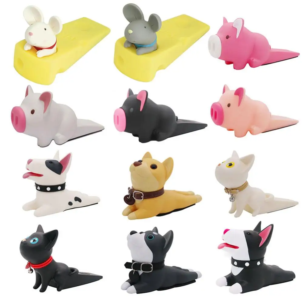 Cute Dog Pig Mouse Cat Shape Door Stopper Holder Hard PVC Doorstop Wedge Gift