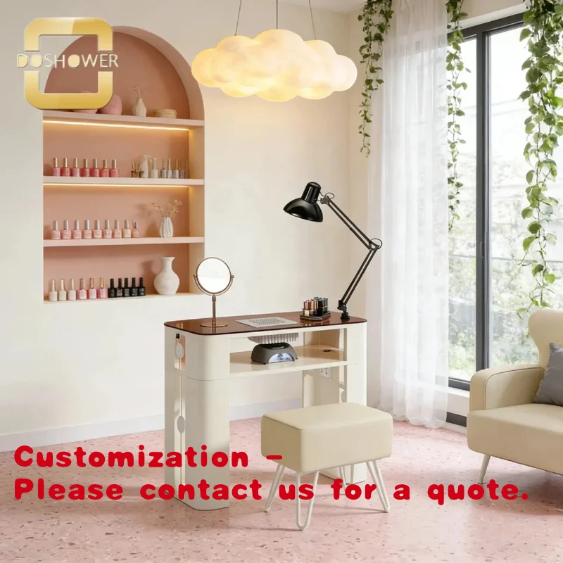 

Customize.Customizable Color Contemporary Design Marble-Textured Manicure Table Integrated Silent Nail Collector Nail Salon