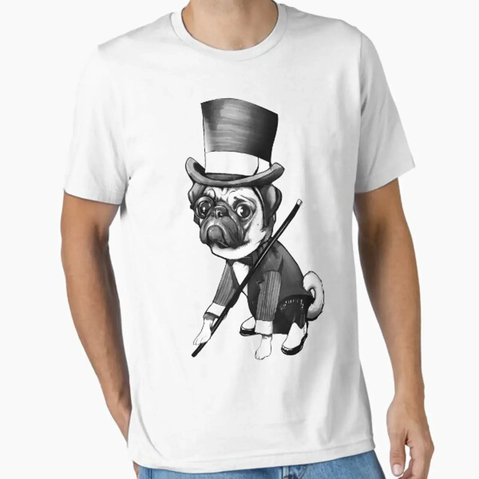 Pug Fred Astaire Essential T Shirt vintage Washed Versatile Soft Unisex Casual streetwear Stretched Stylish Comfortable