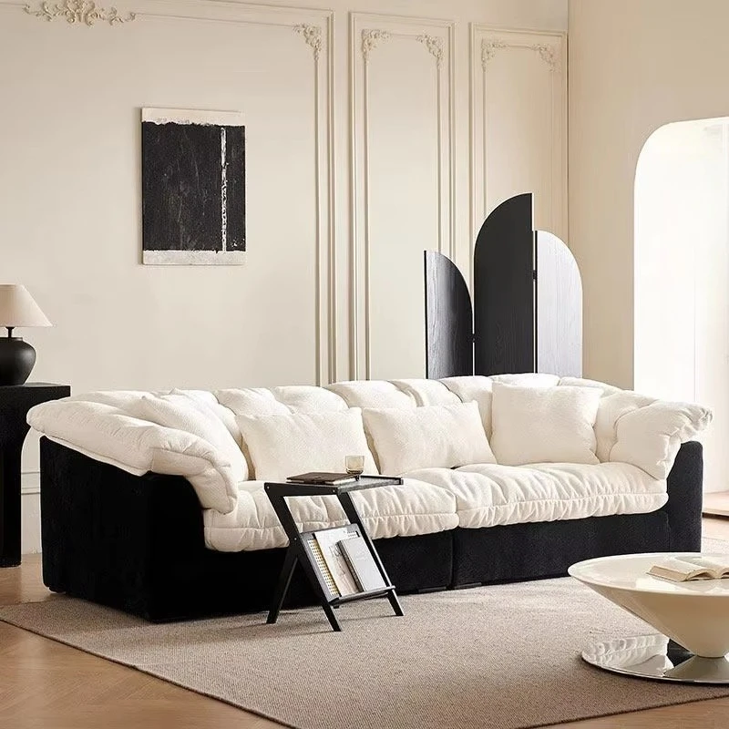 Black and white color matching chenille cloud modern block sponge sofa set
