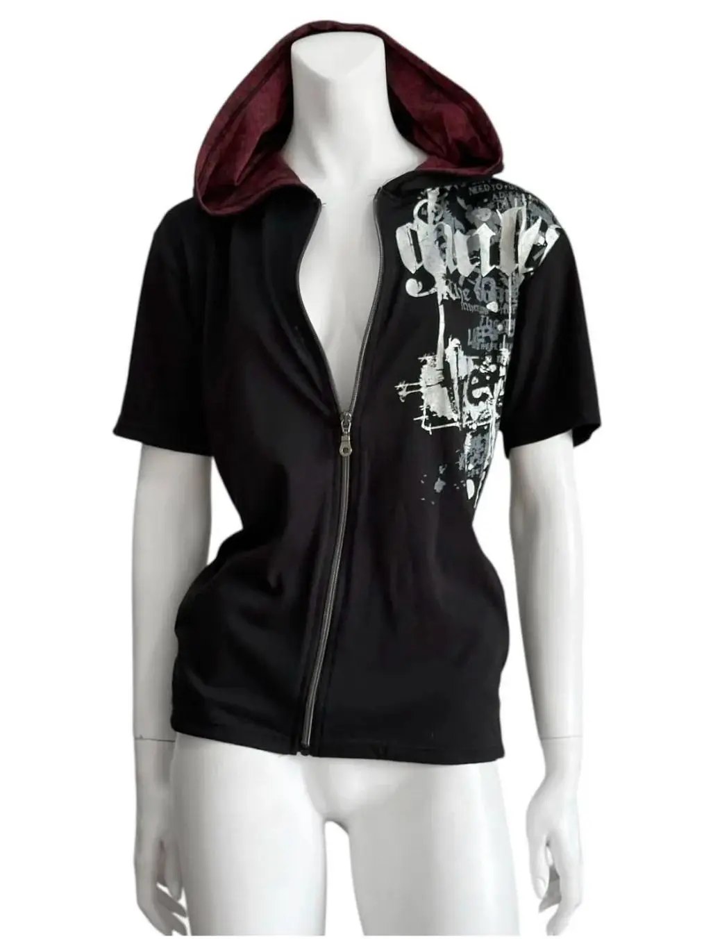 

Subcultural Ретро Кардиган с капюшоном Куртка с короткими рукавами на молнии Slim Fit Top Ropa Mujer Y2k Одежда Футболки Ropa De Mujer Футболка