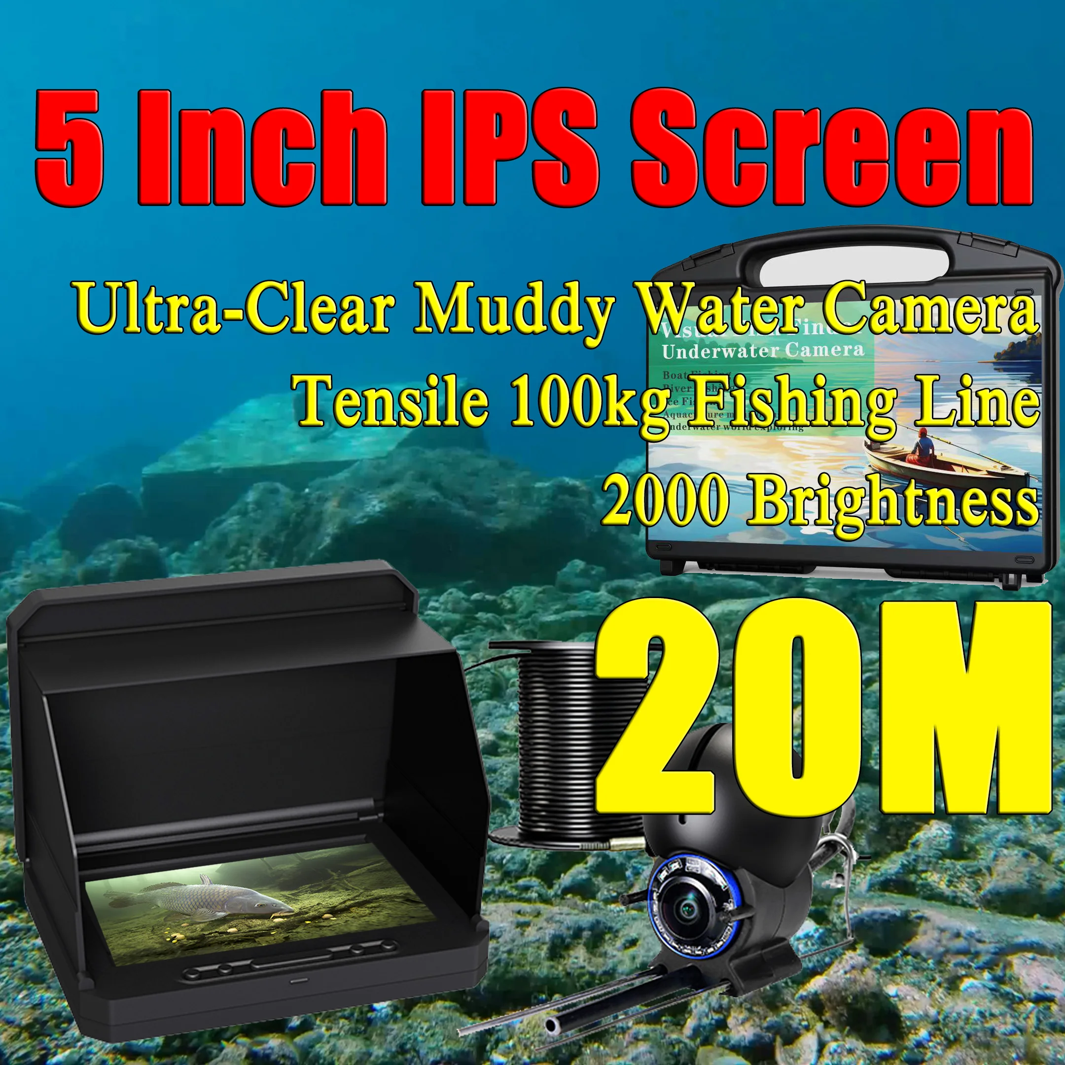 5 inch NEW  ,20m, temperature-sensitive camera,fish finder underwater,fish finder for fishing,visual fish finder ,fishing camera