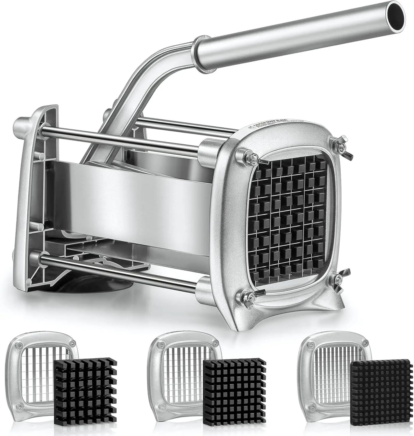 

Stainless Steel French Fry Cutter, 3 Blades for Potatoes, Carrots, Apples, Home & Commercial Use