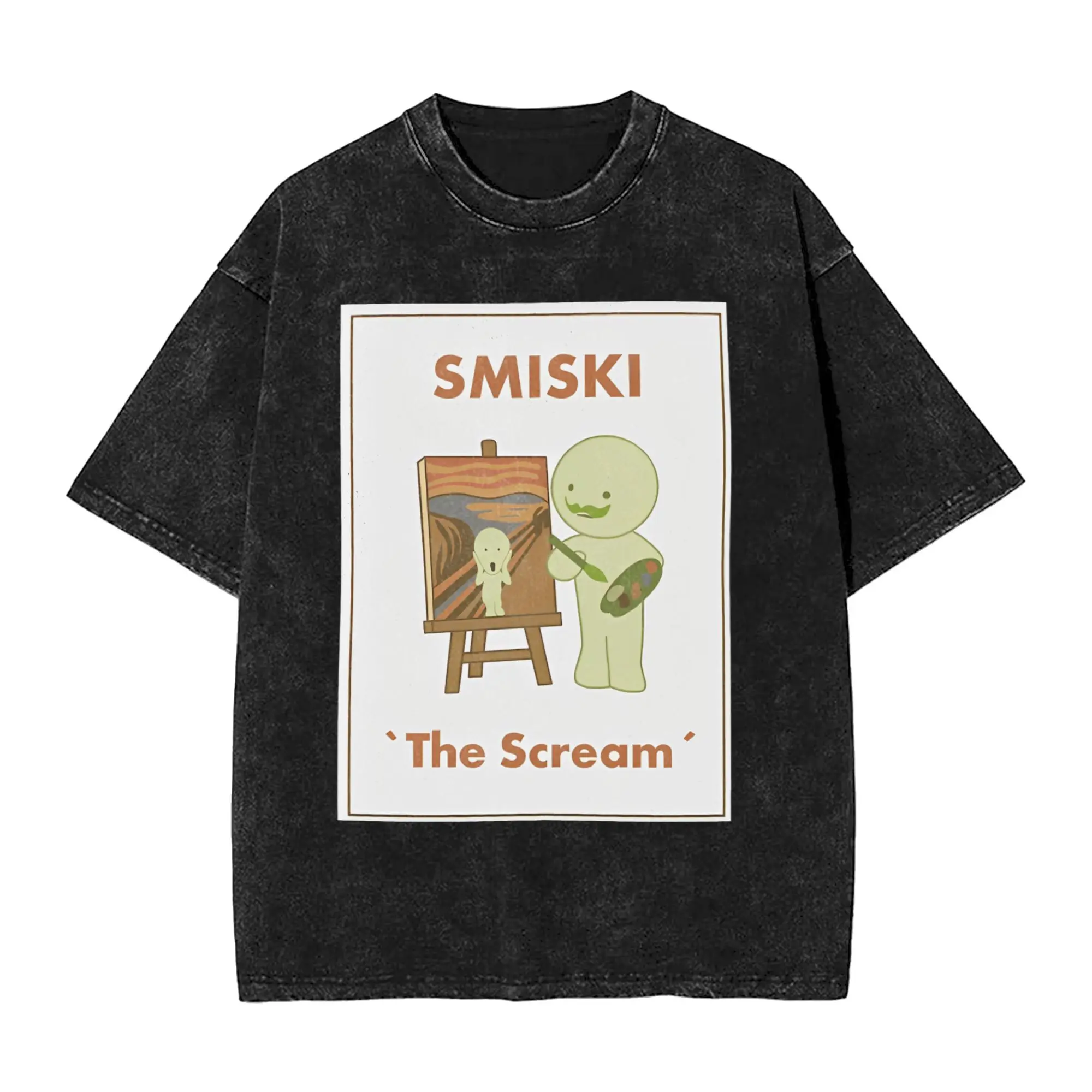 

Smiski The Scream Washed футболка мужские винтажные повседневные футболки летняя удобная футболка в стиле хип-хоп с принтом одежда больших размеров