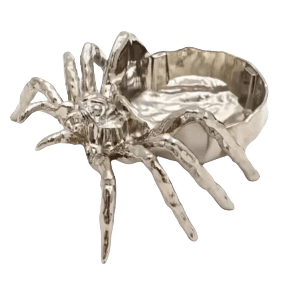 Zinc Alloy Spider Figurine Tray Eight Legs Craft Decoration Crystal Ball Stand Spider Shape Tabletop Decor Table Display