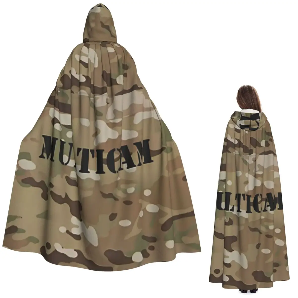 

Multicam военная форель камуфляжный длинный плащ с капюшоном ведьма средневековый костюм косплей накидка Хэллоуин вечеринка для взрослых унисекс