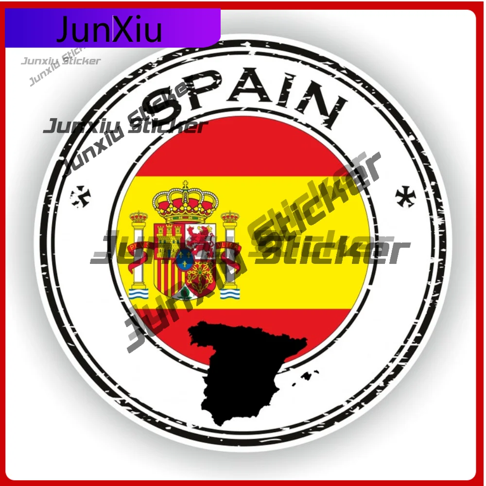 

Spain Seal Sticker Including National Emblem Round Flag Decor Outdoor Protection Sun Resistant Designed For Suv Phone