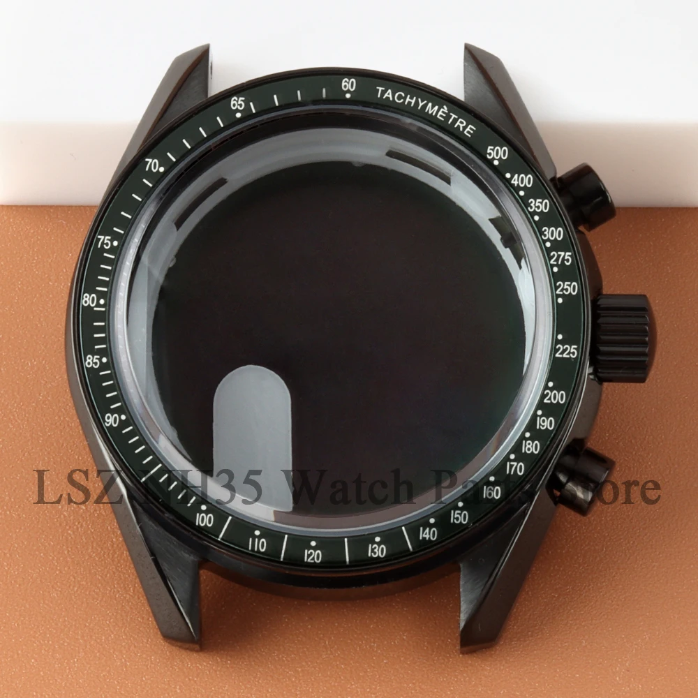 For VK63 Chronograph 40mm Black Watch Case High Quality Solid Steel Fit Speed Master VK63 VK64 Automatic Movement 32.5mm Dial