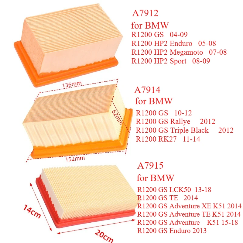 

A7912 A7914 A7915 Очиститель впускного воздушного фильтра мотоцикла для BMW R1200 GS 2004-2008 R1200 2010-2012 R1250 GS 2013-2018