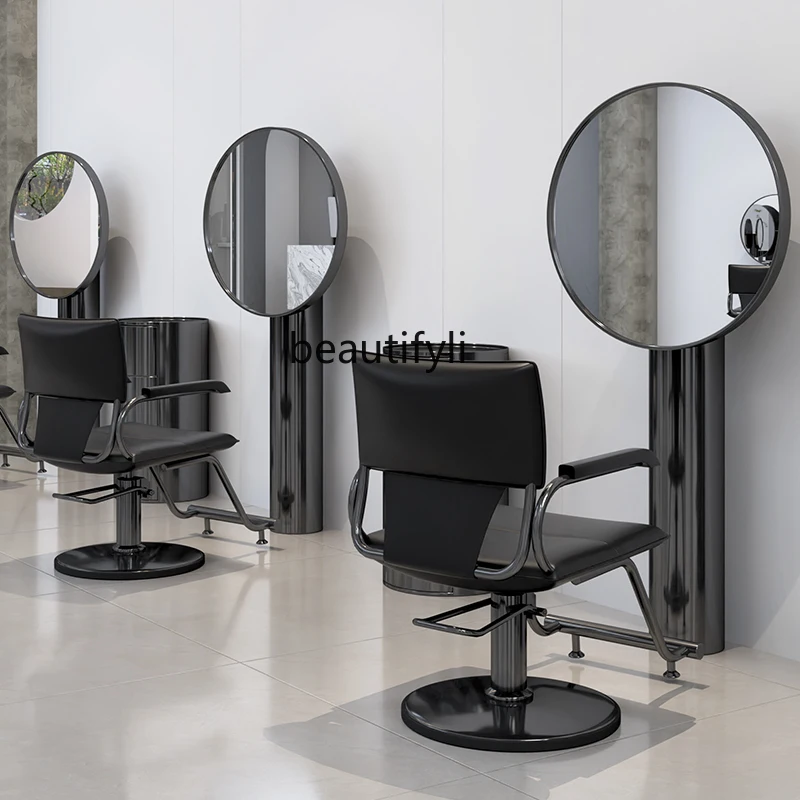 Barber Shop Hair Cutting Dressing Table High-End for Hair Salon Fashion Floor Mirror Salon Mirror