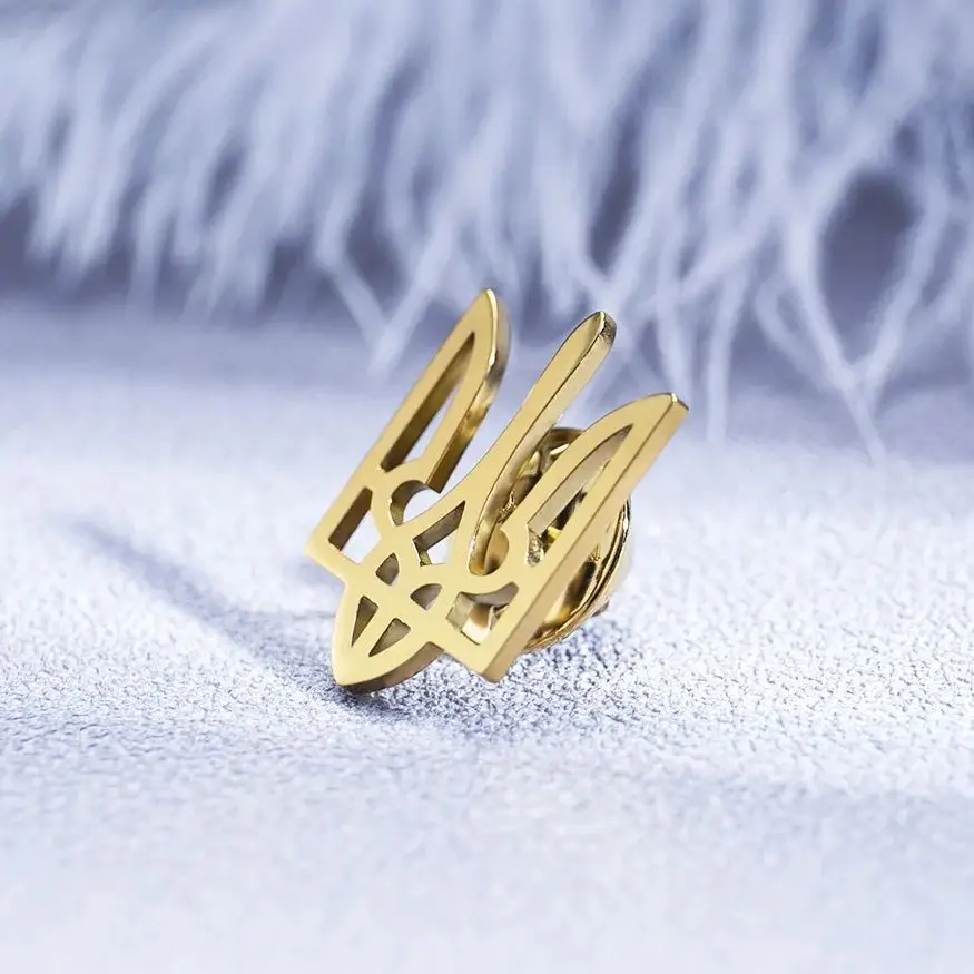 YILUOCD Ukraine National Symbol Pin für Männer Frauen Edelstahl Ukrainische Brosche Schmuck Anzug Kragen Abzeichen