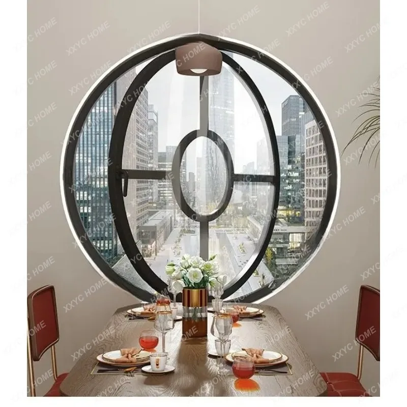 XX aluminum alloy central axis rotating round window moon window indoor round glass window