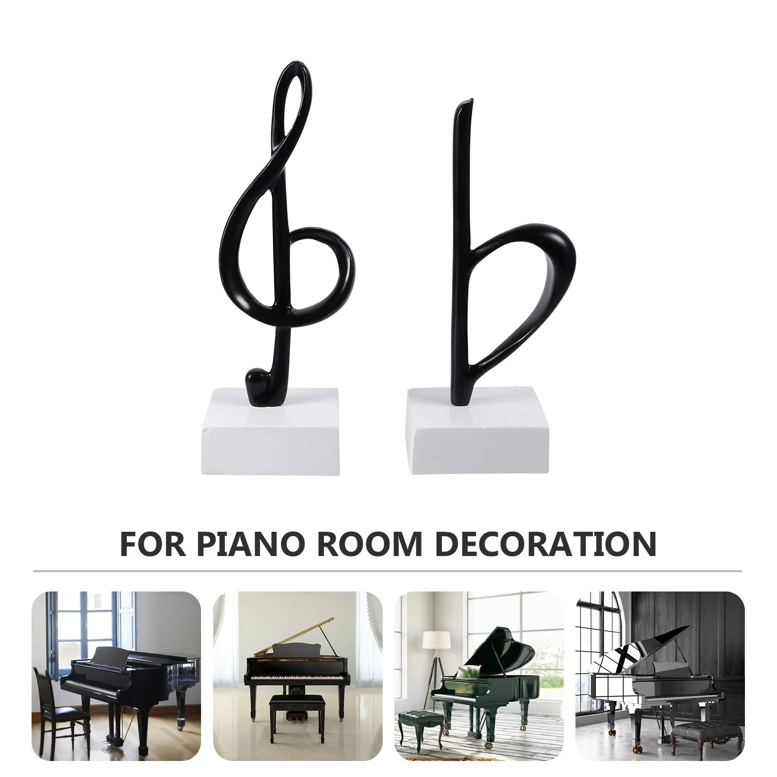 2 Pcs Piano Note Decoration Resin Figurine Modern Musical Note Model Desktop nament Home Furnishing Art Piece Sturdy Gift Idea