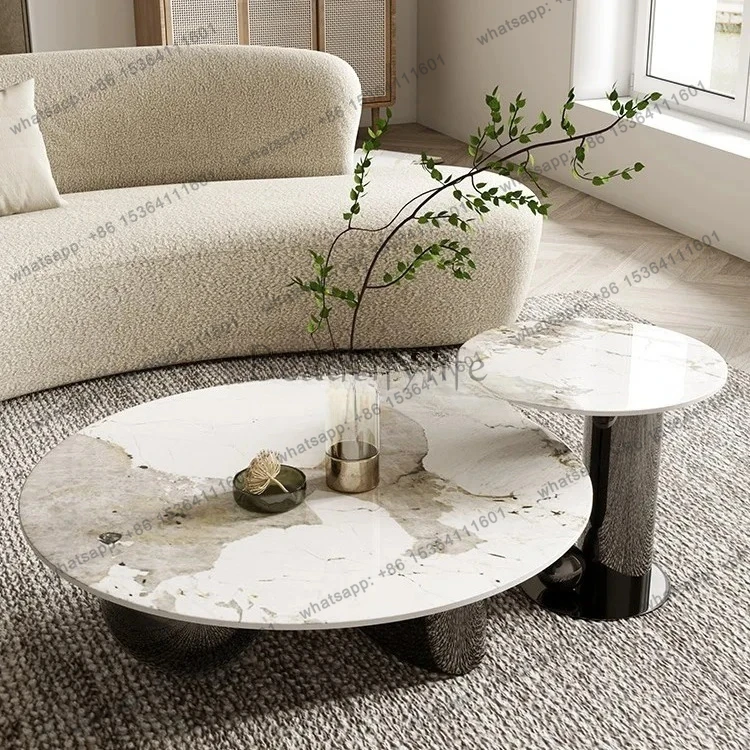 light luxury rock slab living room home modern simple small apartment high-end sense round combination