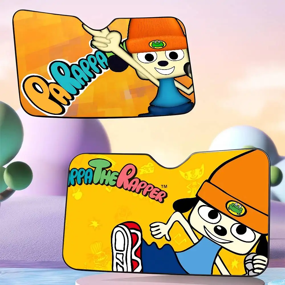 Jogo clássico p-parappa t-the r-raper carro sol sombra pára-brisa chocado janela dianteira do carro toldos capa manter o veículo legal uv