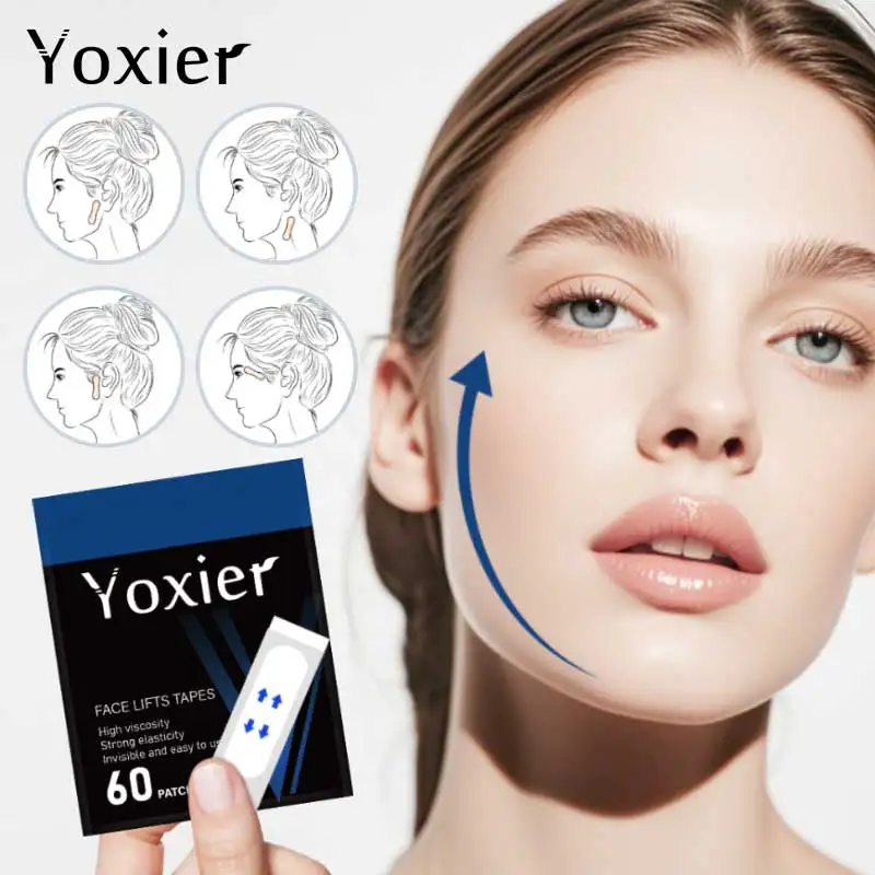 60 Pcs Invisible Thin Face Stickers V-Shape Fast Firming Facial Lift Up Neck Double Chin Waterproof Breathable Skin Care Tools