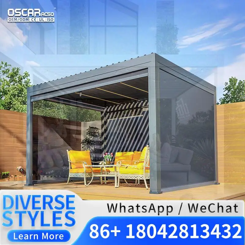 3x3 3x4 4x4 6x4m Factory Wholesale Modern Outdoor Bioclimatic Garden Aluminium Louvered Shade Structure in Backyard Patio Balcon