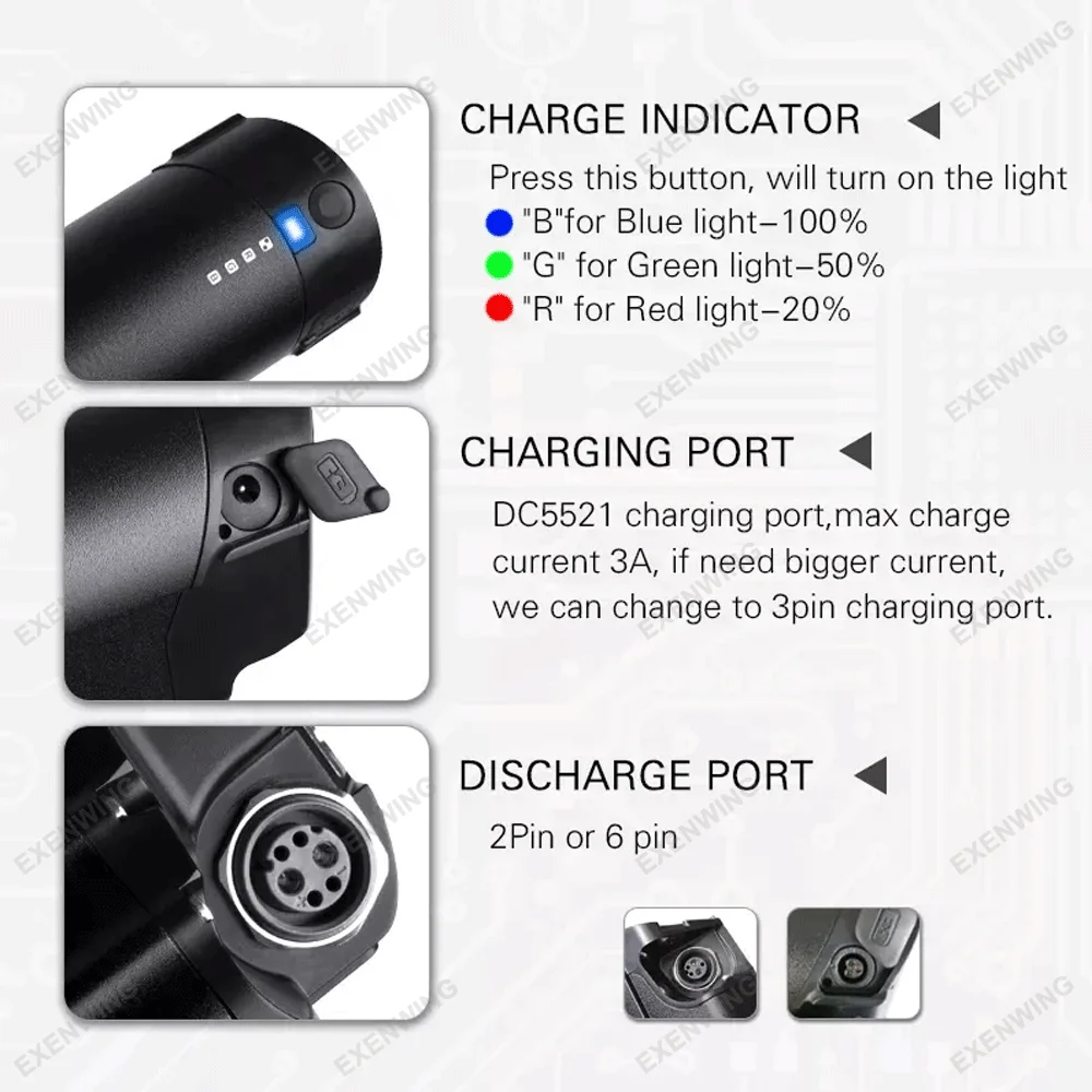 Reention EEL Pro Ebike Replacement Battery 36V 48V 10.4Ah 12.8Ah 14Ah for Ride1UP Himo C20 BagiBike B26 B27 Lithium-Ion Battery