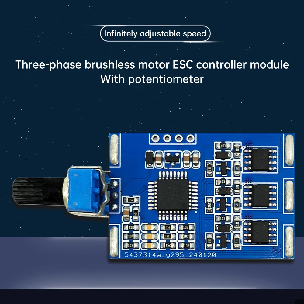 3-fazowy bezszczotkowy sterownik silnika DC Moduł kontrolera ESC STC8H z potencjometrem Bezstopniowa regulacja prędkości Sterowanie silnikiem