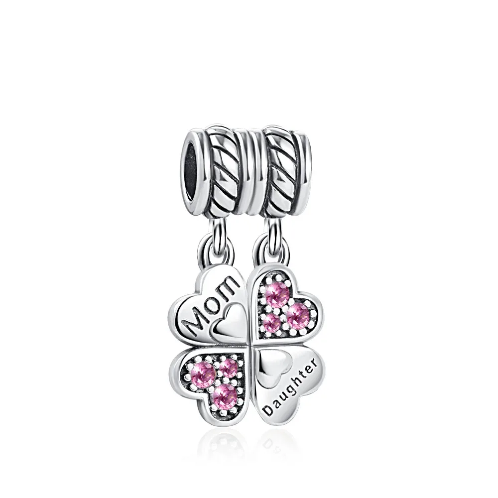 New Fashion 925 Sterling Silver Mother's Day Mom Daughter DIY Fine Beads Fit Original Pendant Women Bracelet Accessories Gift image 3