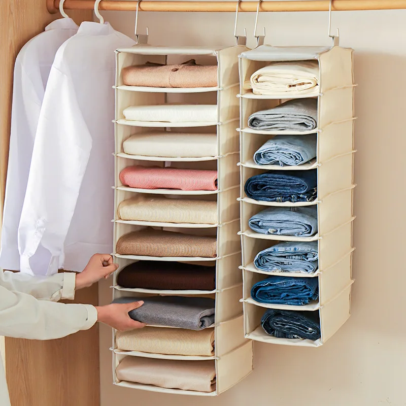 

Многослойный тканевый органайзер для одежды и брюк в спальню, большой емкости, в современном простом стиле, с защитой от пыли