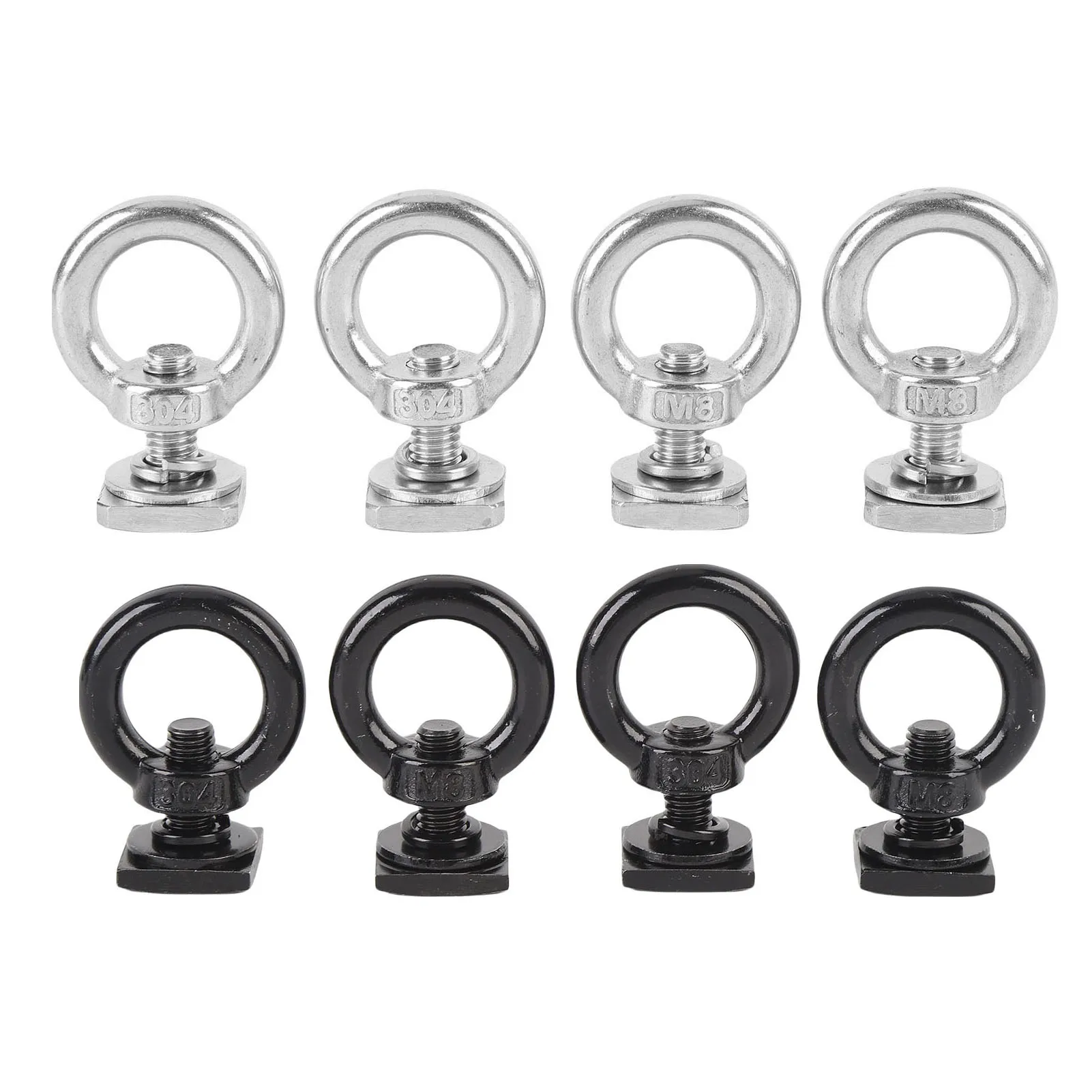Sturdy Stainless Steel Eye Nut Tie Down Anchor M8 Roof Rack T Track Mount Bolt Shaped Eyelet Rings for Holding Cord Rope Hooks