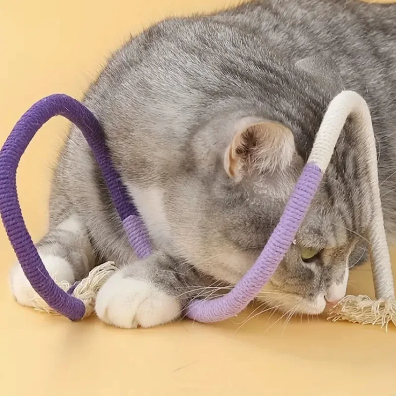 1pc Durable Teasing Cat Rope Toy Cat Bite Rope Toy Cat Teeth Grinding Rope Cat Oral Cleaning Toy Pet Chew Toy for Indoor Cats