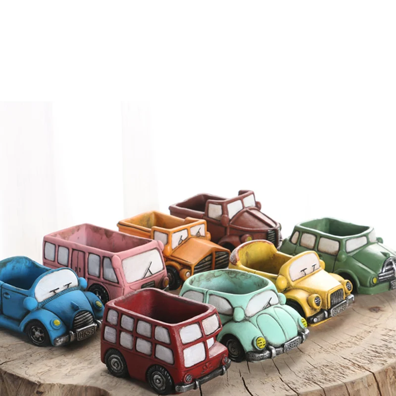 

Car Flowerpot Silicone molds Car bus Design Garden plant potted Concrete Pot Mold Homemade Cement flowerpot mold tools