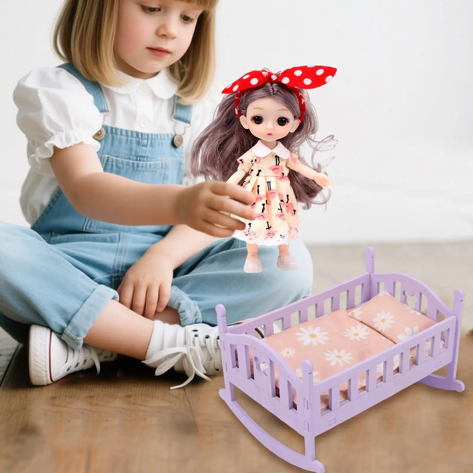 おもちゃのベビーベッド、インタラクティブな家具、小さなプレイハウス、ベビードールベッド、子供、男の子、幼児、ごっこ遊び、ホーム、保育園、屋内プレイルーム用