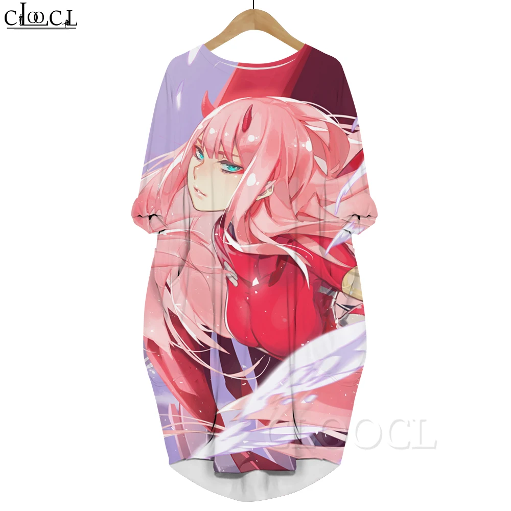 CLOOCL Anime Dress Kawaii Long Sleeve Round Neck Robe Darling In The Franxx 3D Printing Dresses Summer Spring Female Clothing