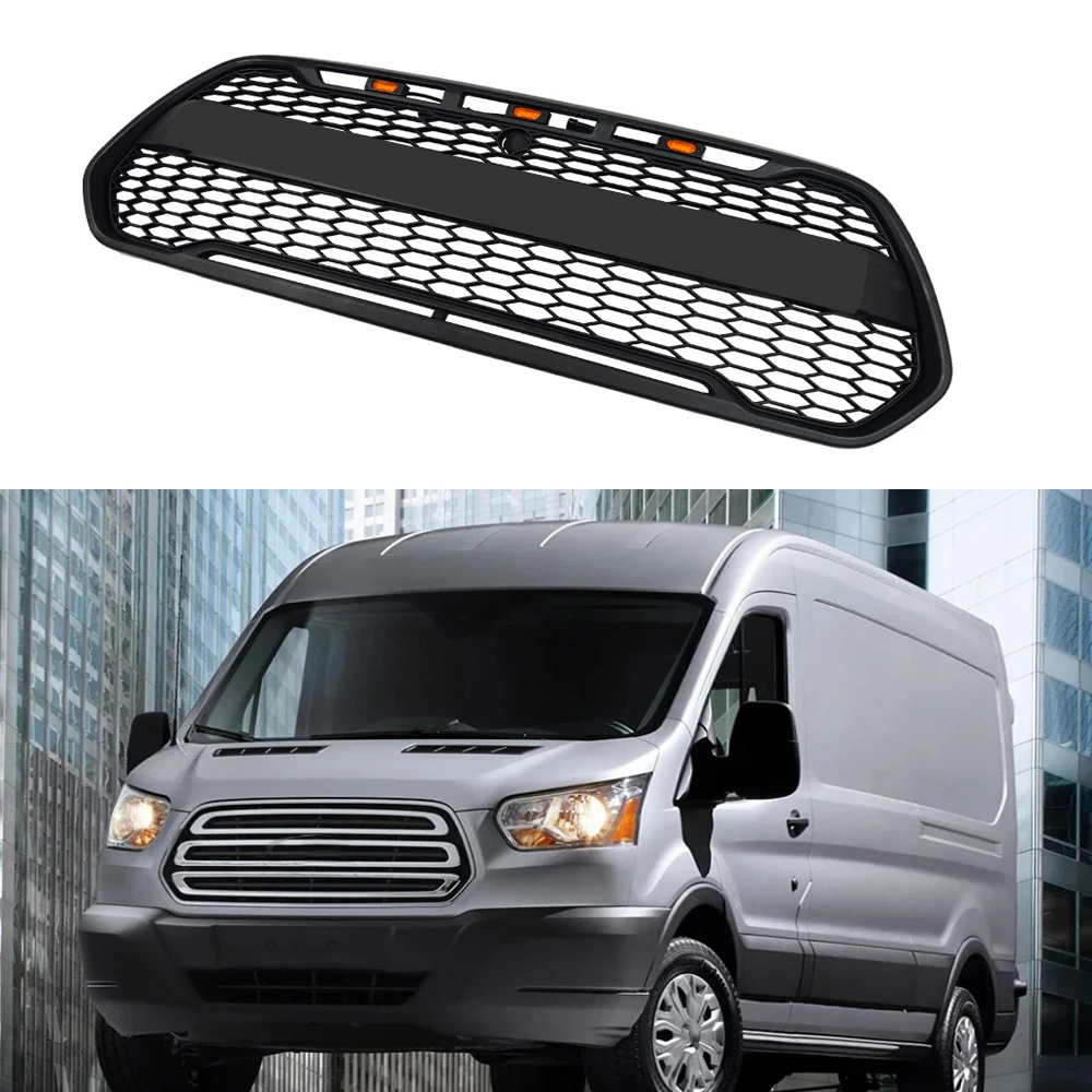 LED Car Front Grill For Ford Transit Custom 2010-2013 2014-2021(North US Version) Bumper Hood Honeycomb Mesh Grille Racing Grill - view 2