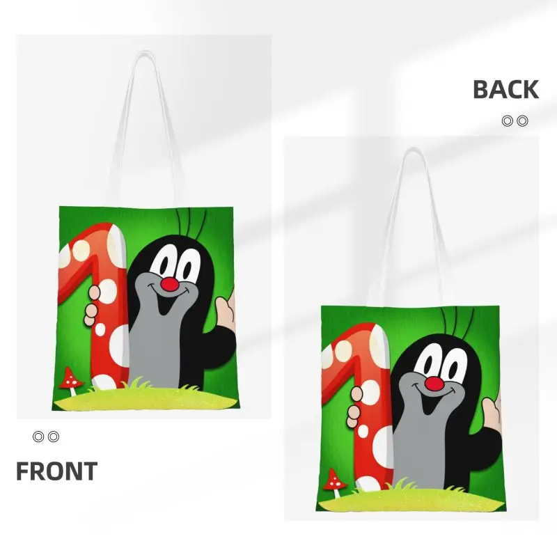 Custom Czech Cartoons Krtek Mole Shopping Canvas Bag Women Durable Grocery Krecik Memy Tote Shopper Bags