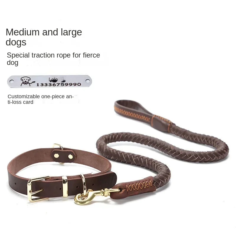 

Кожаный ошейник для домашних животных с индивидуальной биркой, прочный поводок для собак, питбуль, доберман, маллинус, аксессуары для собак, ошейник Para Perro