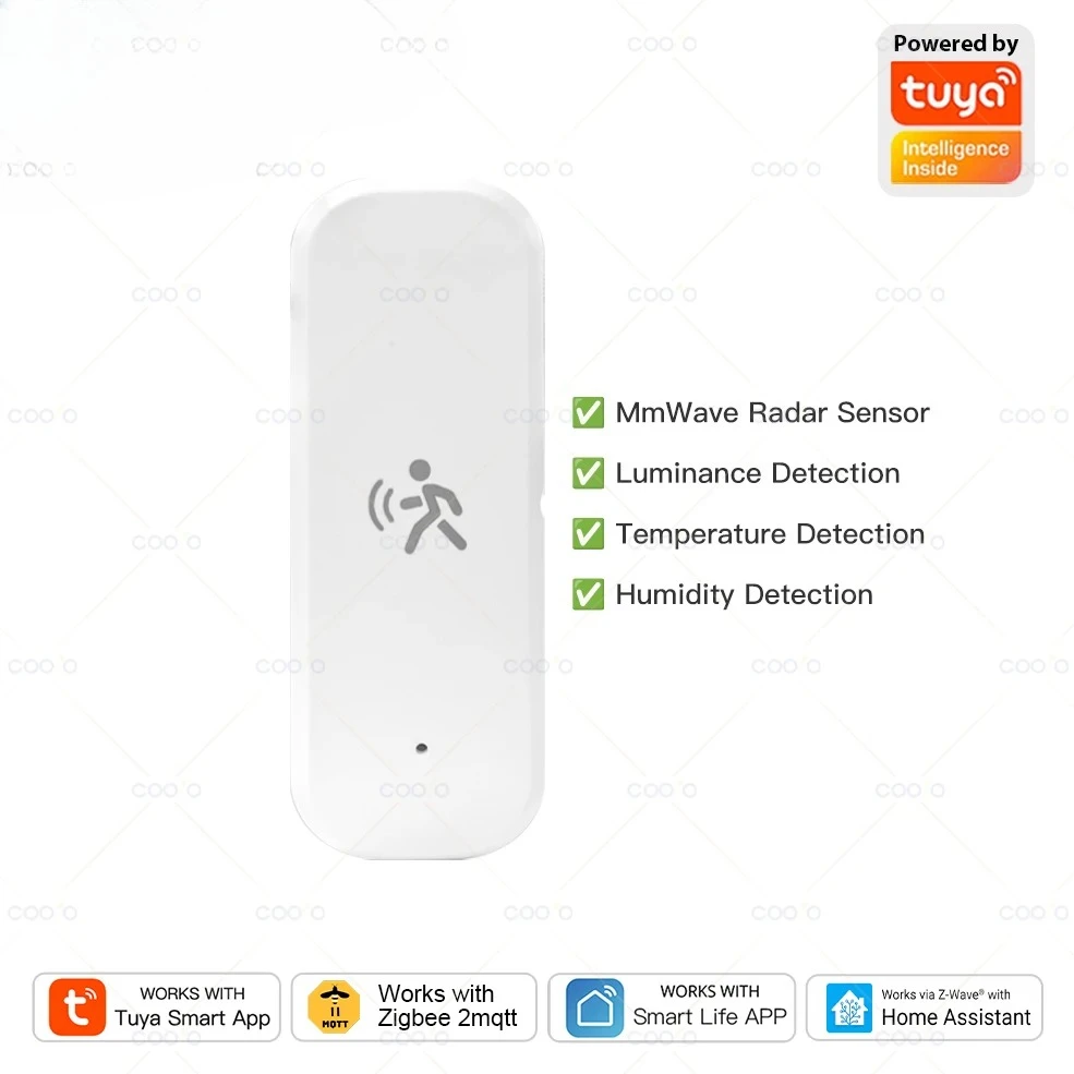 

Zigbee 10G MmWave Radar Motion Sensor Human Detector with Illuminance Temperature Humidity Sensor Support Tuya Zigbee2MQTT