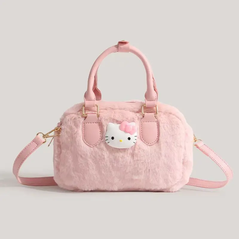 

Hello Kitty Plush Handbag Crossbody Bag Versatile Texture Autumn Winter Niche Square Large Capacity Cute Fashionable Girl Gift