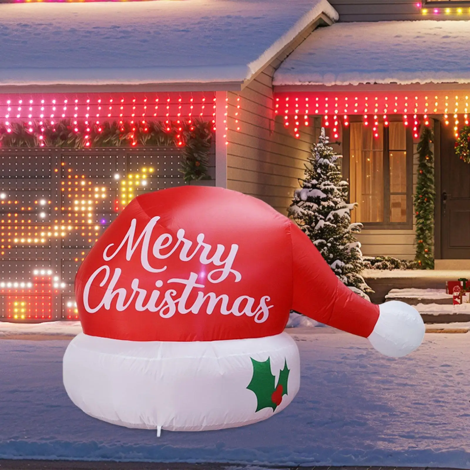 

Christmas Inflatables Hat Cute Blow up Yard Decoration for Winter Yard Party