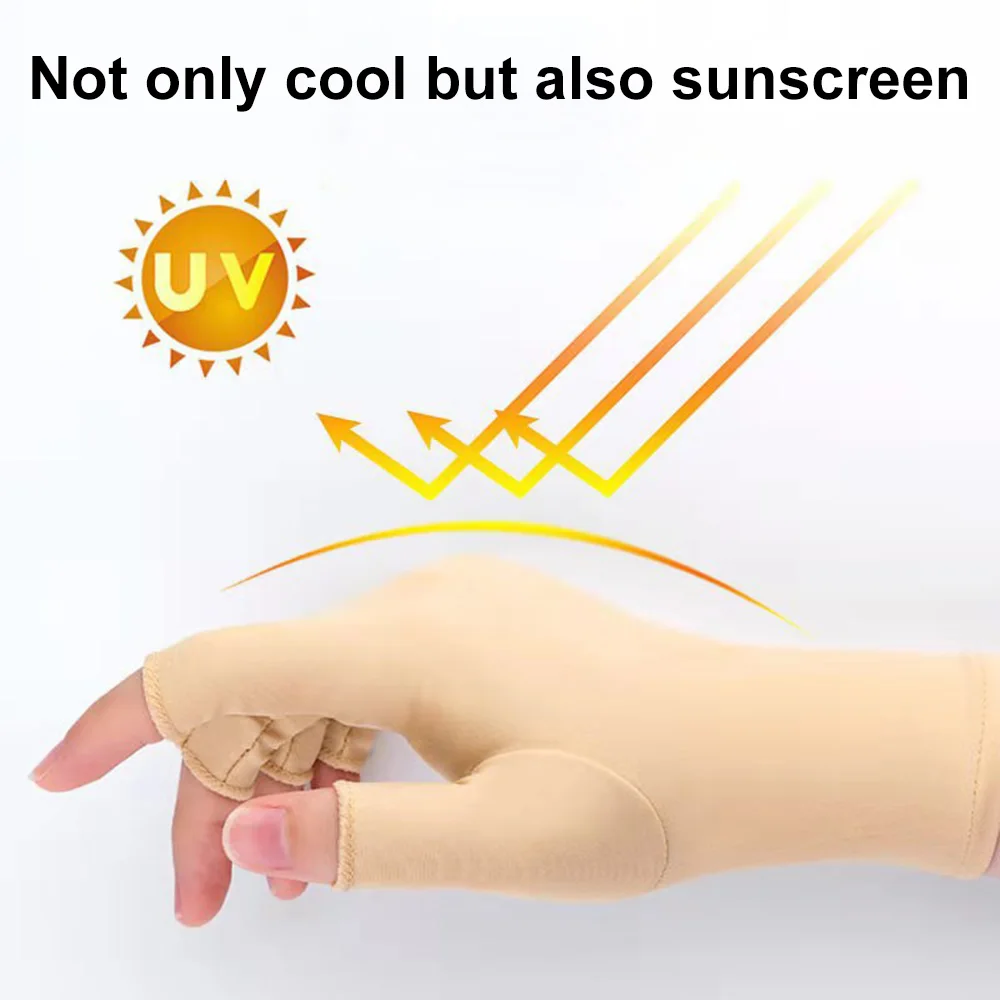 Half Fingers Gloves Summer Breathable Thin Semi-Finger Driving Glove Sunscreen Anti-Uv Fingerless Glove Elasticity Gloves