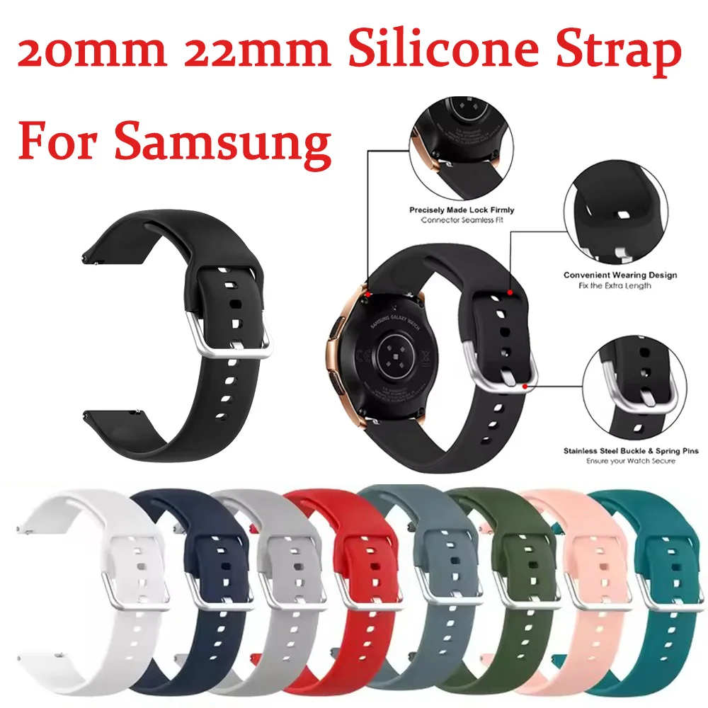 20mm 22mm Silicone Strap For Samsung Galaxy Watch 3 4 5 Smart Watch Band for Galaxy Watch 42mm 46mm Active 2 Gear S3