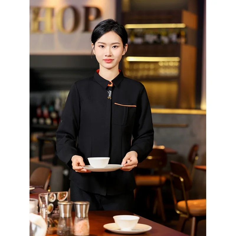 ケータリングウェイター秋の作業服西洋レストラン長袖シャツファーストフードレストラン鍋レストラン茶室コーヒー